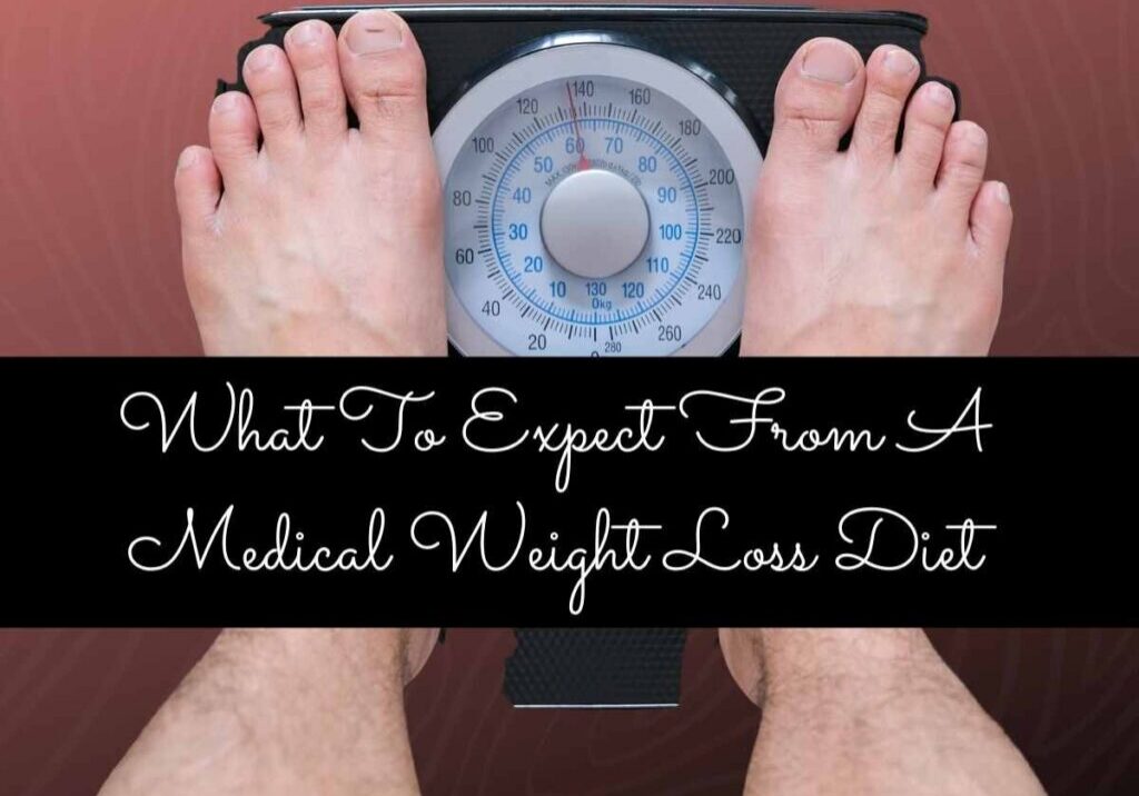 Feet on a bathroom scale measuring weight